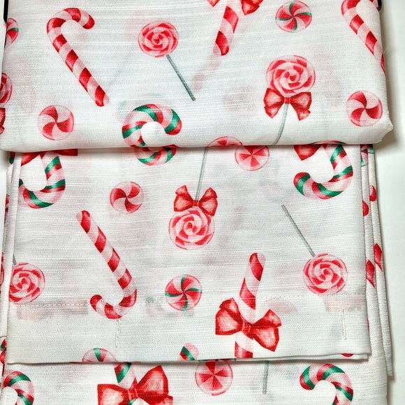 Christmas Candy Cane Bows Fabric Shower Curtain Pink Red Pinkmas Ribbons Sweets - Picture 2 of 9